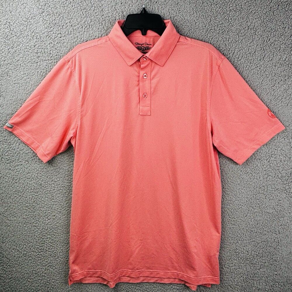 Straight Down Golf Polo Mens M Salmon Performance Stretch Embroidered Edgewood C